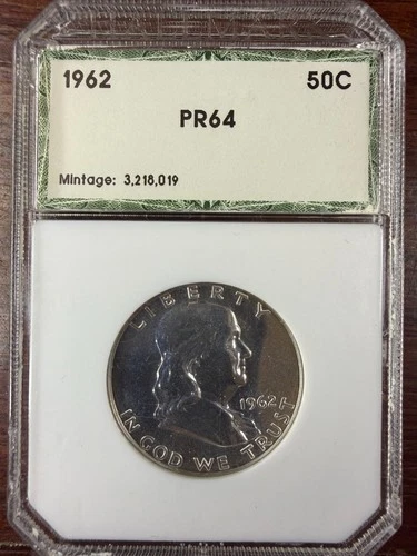 1962 proof Franklin half dollar - Hallmark holder