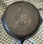Vintage GRISWOLD Cast Iron Skillet # 6 LBL LARGE BLOCK LOGO Sits Flat No Wobble