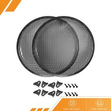 2pcs 15" Speaker Waffle Grill Metal Mesh Audio Subwoofer Protector Clips Screws