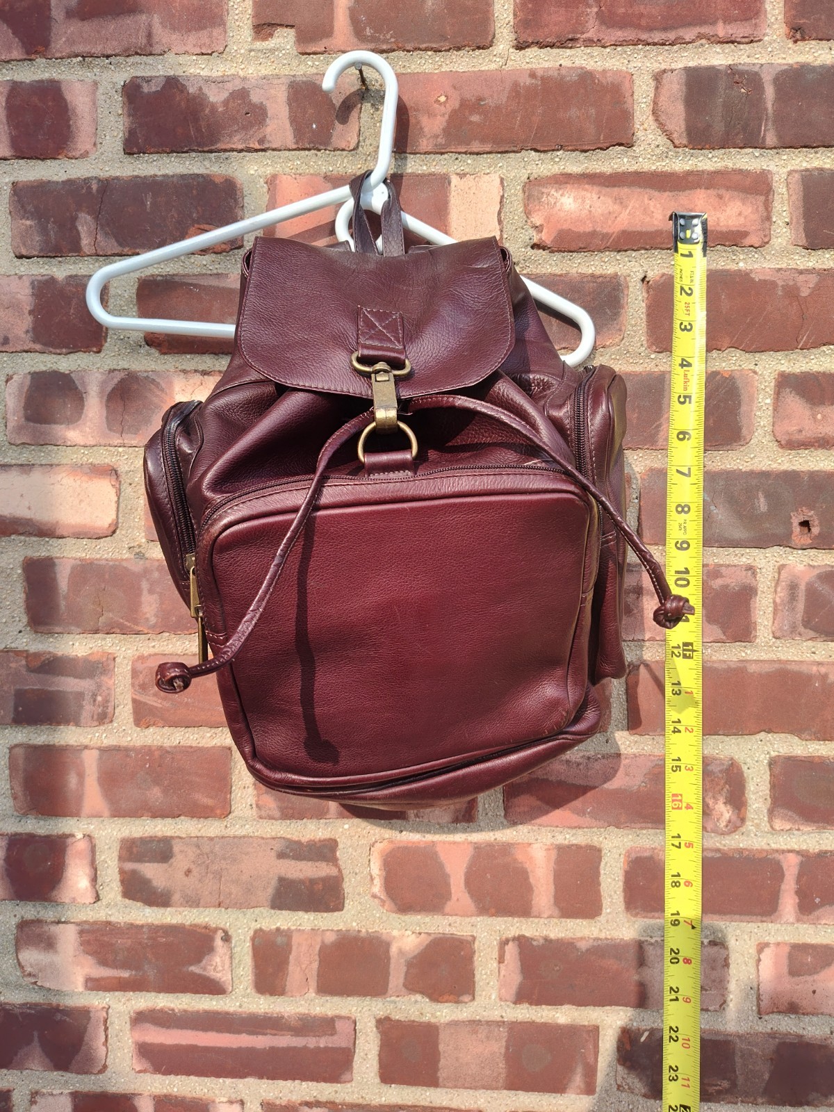 Brown Clava-style Leather Drawstring Backpack - image 6