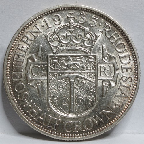 SOUTHERN RHODESIA Britain 1/2 Half Crown 1935 XF+ AU Silver George Zimbabwe #F82
