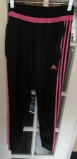 Adidas Track Pants Black Pink Zipper Elastic Waist Climacool Womens Size XS