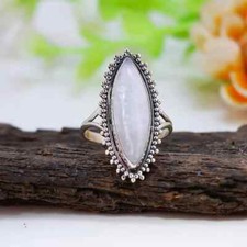 Natural Moonstone Gemstone Ring 925Sterling Silver Statement Ring Boho Ring Gift