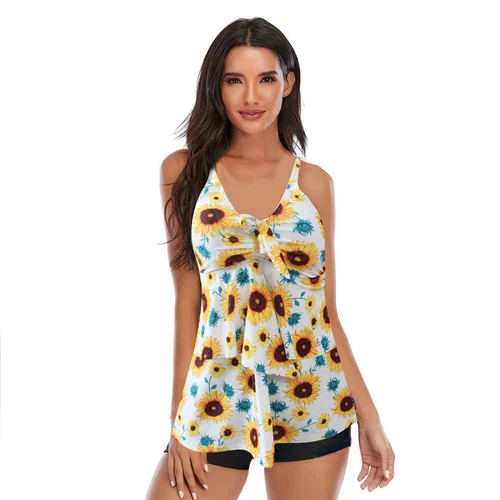 Two Piece Women Sexy Tankini Swimsuits High Waisted Ruffle Strappy Swimwear US - Picture 30 of 47