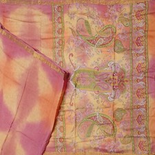 Vintage Pink Sarees 100 Pure Silk Printed Zari Border Sari 6YD Craft Fabric