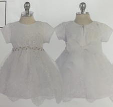 NWT Beautiful White Embroidered Christening Dress Infant Formal Flower Girl NEW