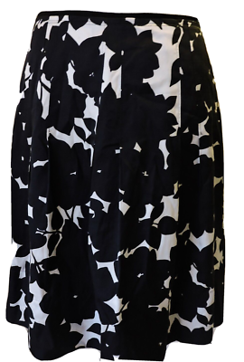 ばなな様 Banana Republic A Line Skirt Black White Floral Pleated Knee