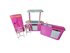 1990 Vintage Barbie KITCHEN 7472 - Refrigerator Stove Dishwasher/Sink Chairs