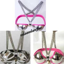 Stainless Steel Chastity Bra Female Chastity Belt Restraint Underwear Devices 