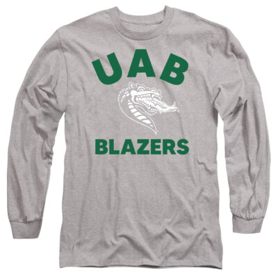 UAB Adult Long Sleeve T-Shirt Blazers One Color Logo, Athletic Heather, S-3XL