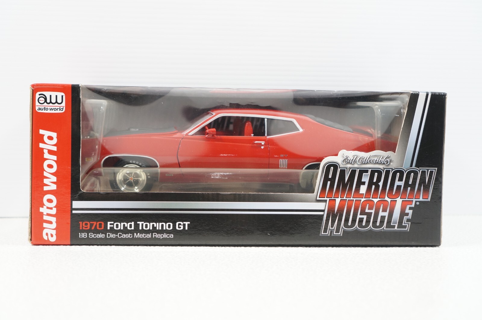 1970 Ford Torino GT 1:18 Scale Diecast Model Car in Red by AutoWorld