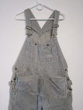 1930S BIG SMITH HICKORY STRIPE DENIM OVERALLS BIBS PATENT APRON AS-IS MEND P10