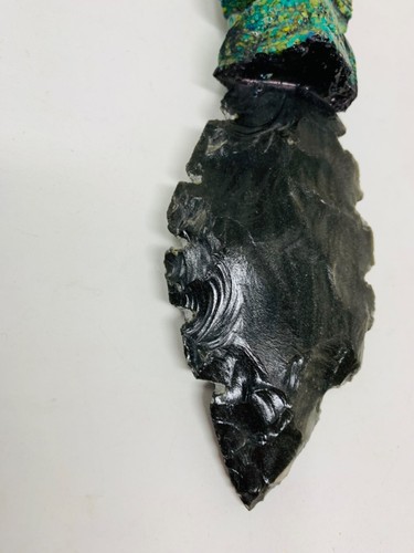 Maya Priest Hand Carved Black Obsidian Ceremonial Dagger With Ridges 8” Replica - Picture 3 of 7