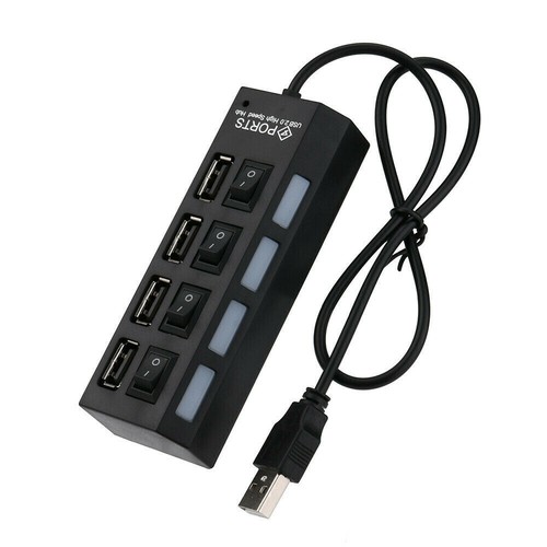 4-Port USB 2.0 Multi Charger Hub High Speed Adapter ON/OFF Switch PC Laptop New - Picture 5 of 7