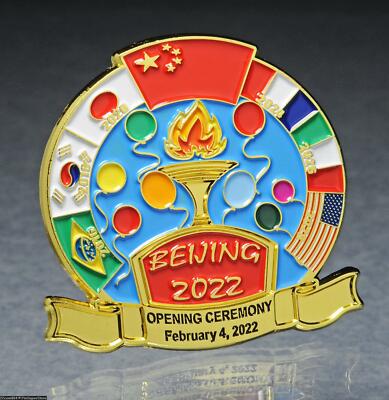 OLYMPIC PINS BADGE 2022 BEIJING CHINA OPENING CEREMONY CELEBRATION FLAGS GOLD