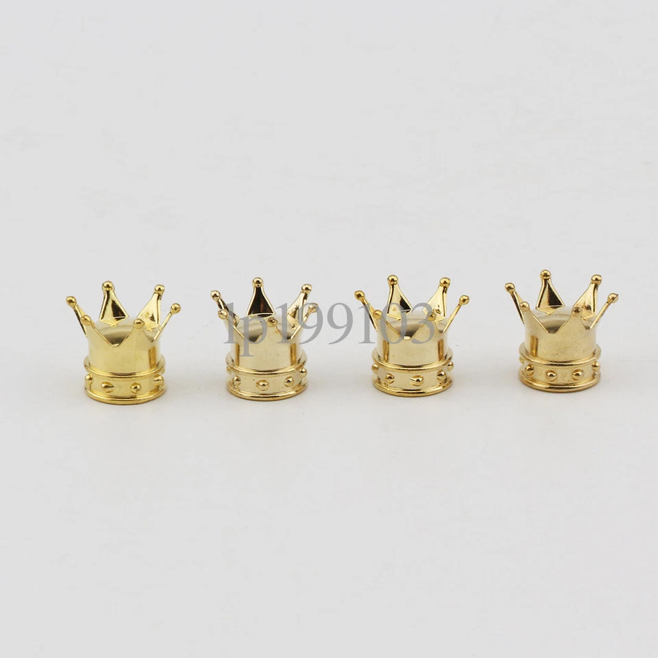 4x Gold Crown Car Truck Motorcycle Bicycle Wheel Tire Valve Stem Dust Caps - Imagem 2 de 4