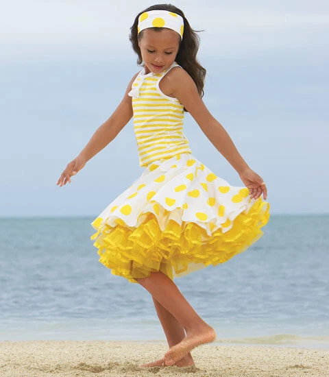 SET 4 5 6 110 116 JOTTUM YELLOW TUTU SKIRT TOP THIRZA TULLE POLKA