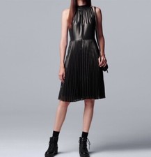 NWT Simply Vera Vera Wang Pleated Halter Dress Gunmetal Black Size L