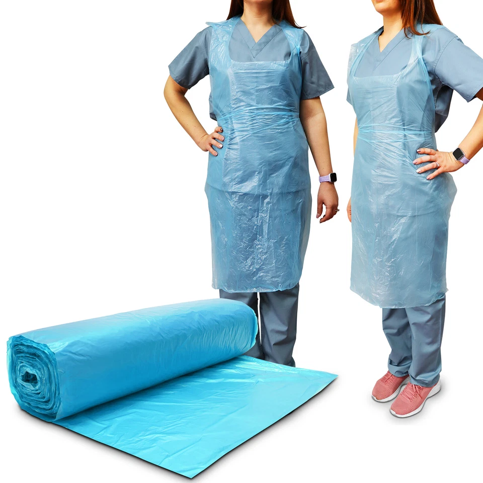 RE-GEN 105cm Premium blau Einweg PSA KATZE 1 volle Länge Schürzen auf Rolle x 200