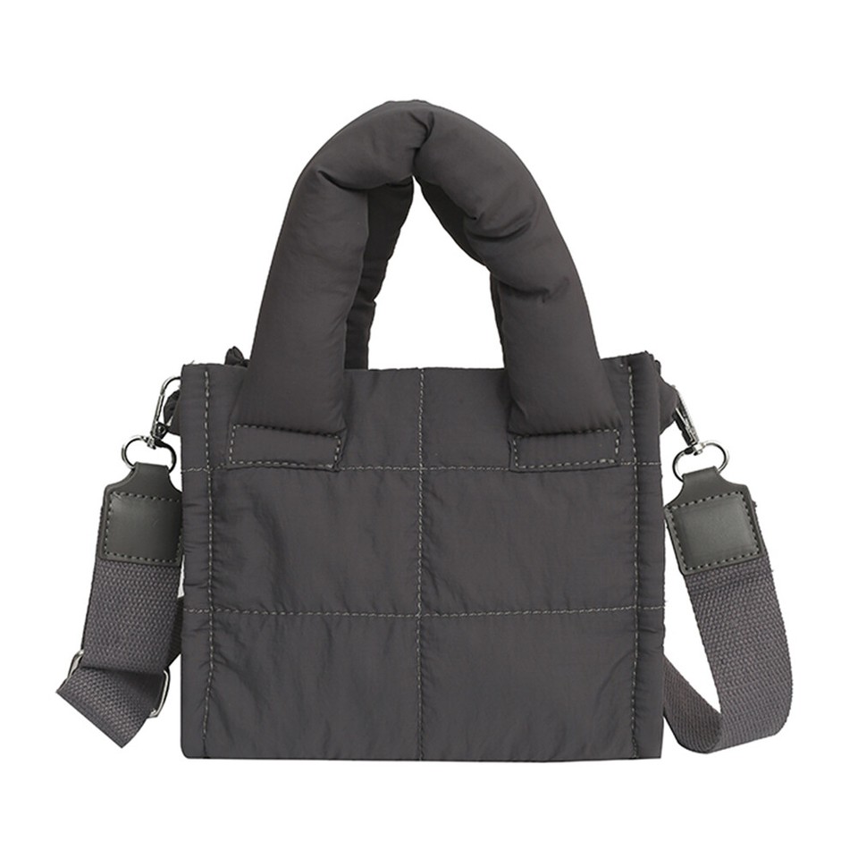 Women Quilted Fashion Shoulder Bag Puffer Tote Bag Chic Hobo Bag (Dark