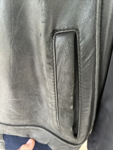 Vintage Leather/Nylon Harley Davidson BomberJacket 70’s-80’s Size XL Black - Picture 6 of 21