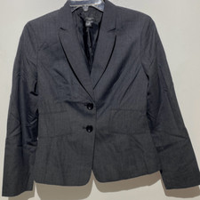 Ann Taylor Women's Gray Wool Blend Notch Lapel Two Button Blazer Size 8P