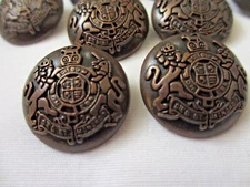 15/16"  24 mm Copper and Black CREST  Dome Metal Shank Back  Buttons (6 Pieces)