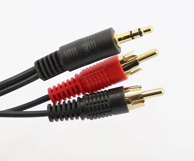 CD Aux to Twin Phono Cable 3.5mm Stereo Jack - RCA Speaker Audio Lead Quality Sound