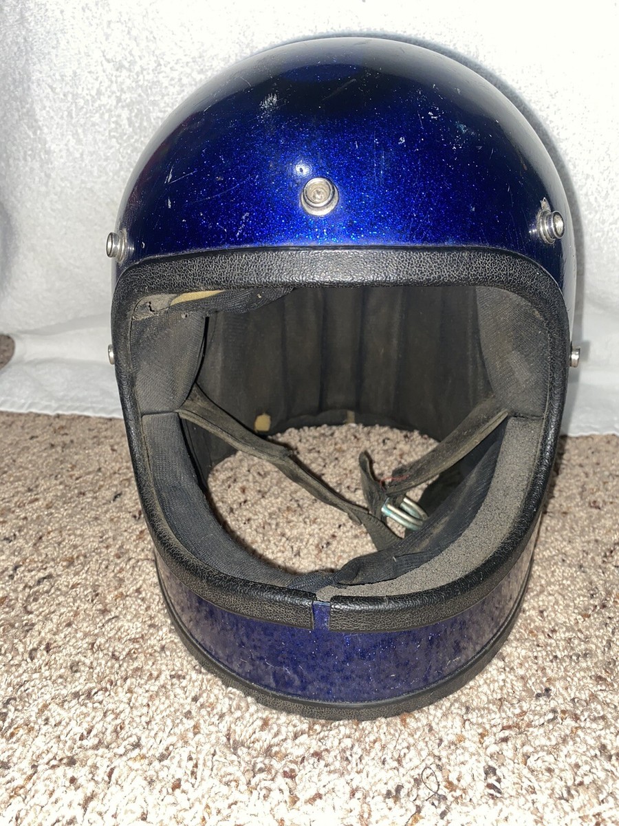 Vintage Metalflake Helmet snowmobile Motorcycle Blue Silver Black full face  S/M | eBay