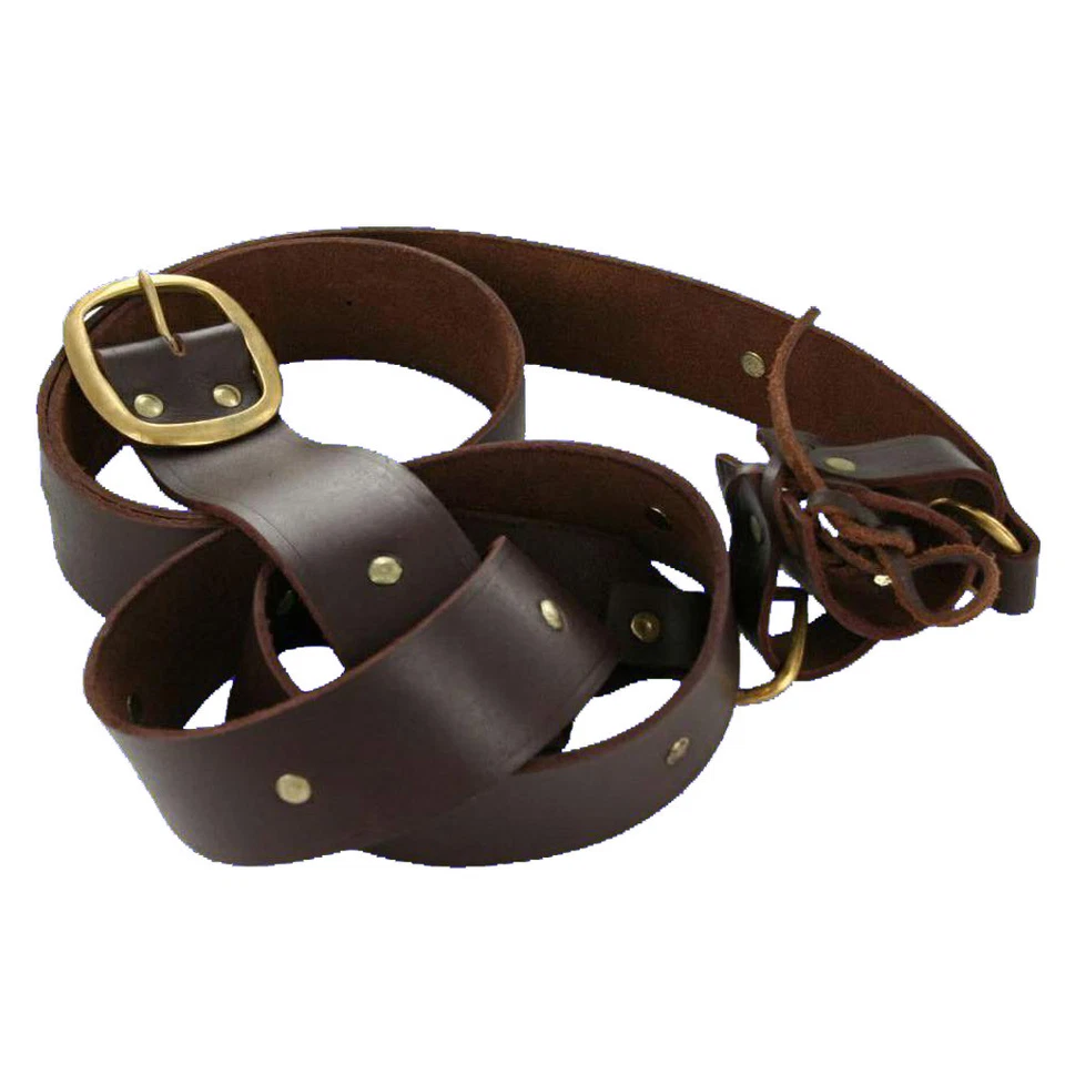 Renaissance Medieval Knights Templar Double Sword Belt Adult Leather Frog - Image 4 of 4