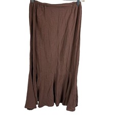 Maria de Guaralajara Brown 100 Cotton Skirt Swing Midi Medium Lagenlook