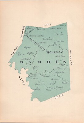 BARREN County KENTUCKY Antique Map 1893 | eBay