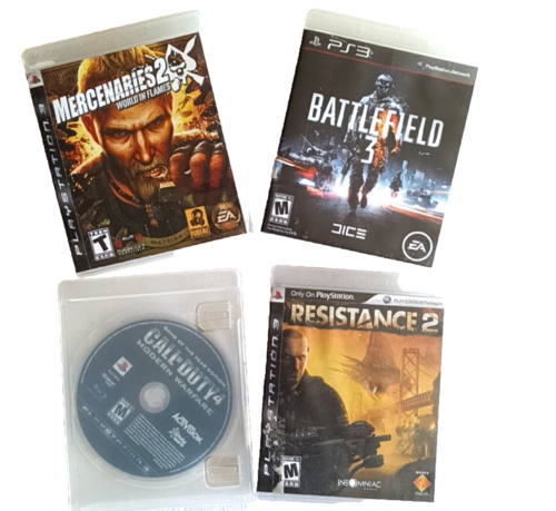 Four FPS PS3 Games Lot Battlefield 3, Mercenaries 2, Call Of Duty 4, Resistance - Picture 1 of 9