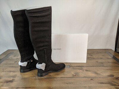 Calvin Klein Akia Stretch Microsuede. Black. Tall boots. Size 7M. New in box. 