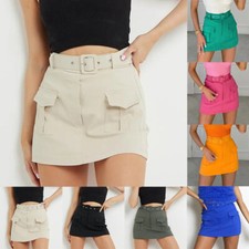 Womens Denim Skirt Mini Pencil Jean Skirts Stretch Casual Bodycon Mini Skirts  