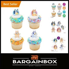 Official Bluey Cupcake Toppers - 24 Food-Safe Rings for Memorable Birthdays