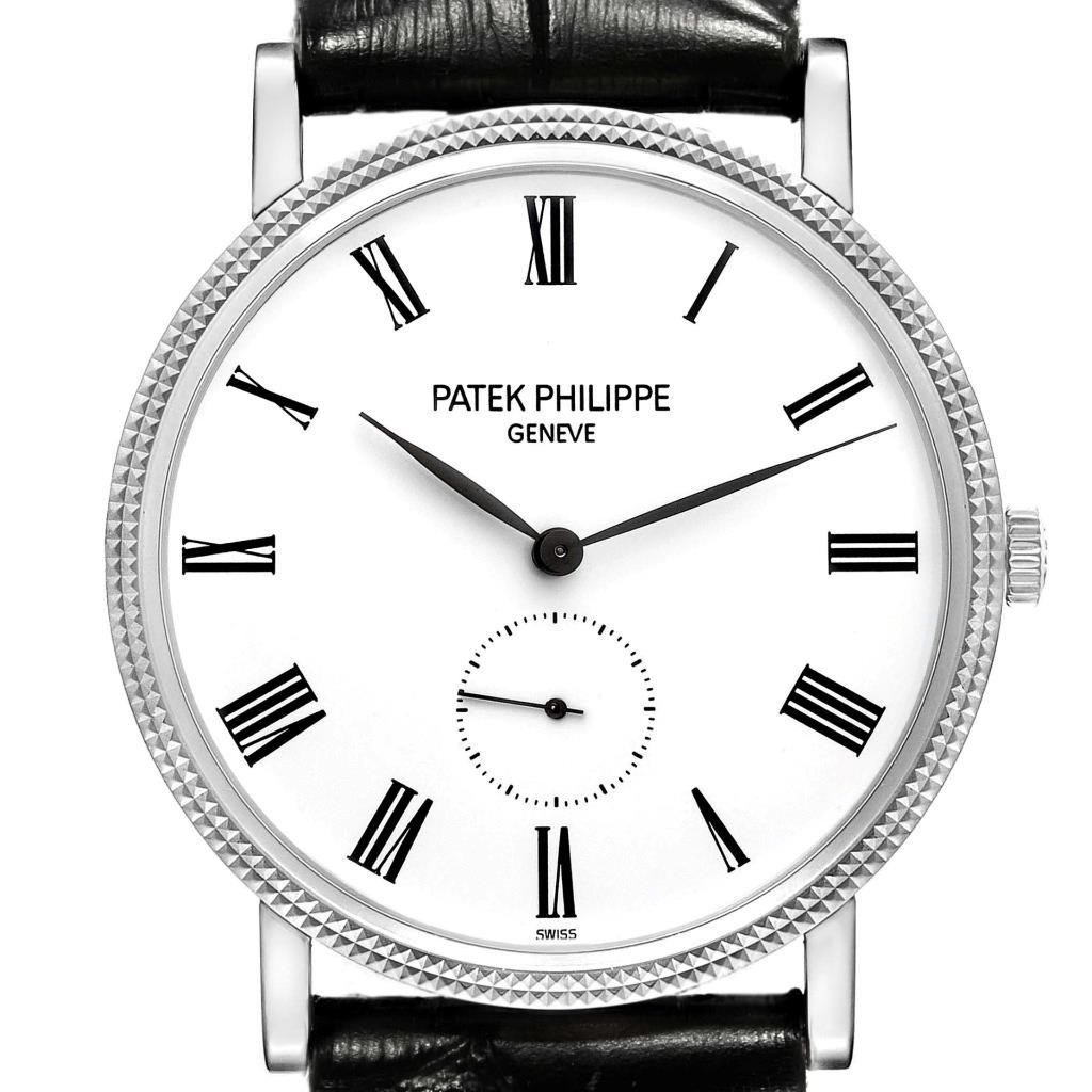 Patek Philippe Calatrava 5119G Mens Watch White Gold Black Strap Paper Certificate