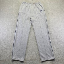 Vintage 80s Adidas Mens Sweatpants Medium Gray Trefoil Logo Side Stripe Joggers