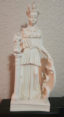 Athena Ancient Greek Roman Goddess of Wisdom Alabaster Handmade Statue