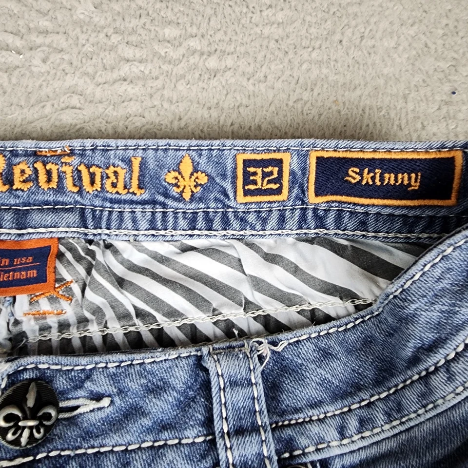 Calça jeans feminina Rock Revival 32 azul Dee skinny jeans desbotada - Imagem 2 de 4