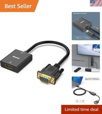 HDMI to VGA Male Adapter with Audio Sync - Compatible with Projectors Monitors