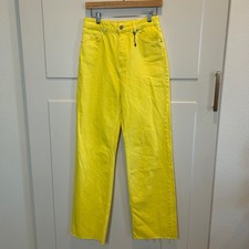ZARA Wide Leg Jeans Yellow Hi Rise Full Length Women Size 6 28