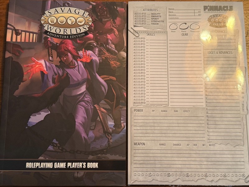 Savage Worlds SWADE Character Sheets Pack + Core Rulebook RPG Starter Set