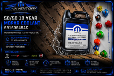 OEM Mopar 68163849AC Prediluted Antifreeze Coolant 50/50 Ready to Use 10 Year Pu