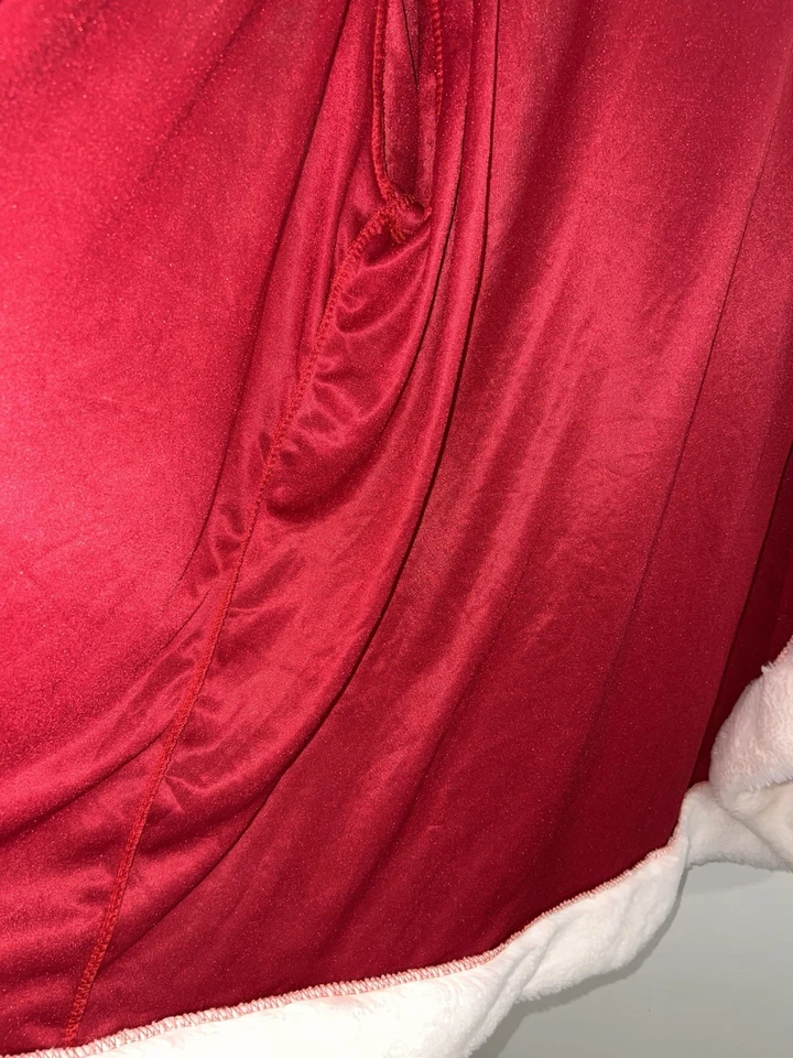 Abrigo de terciopelo rojo Santa con ribete de piel sintética cierre de cremallera LEER Foto 4 de 4