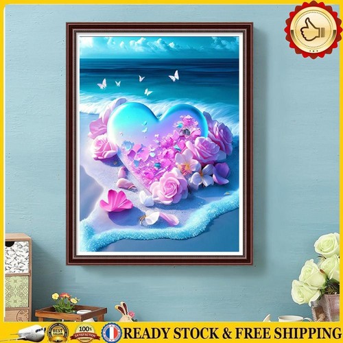 5D DIY Full Round Drill Diamond Painting Beach Love Kit Art Home Decor ...