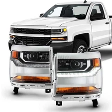 For 2016-2018 Chevy Silverado 1500 HID Right&Left Side Headlight Headlamp Chrome