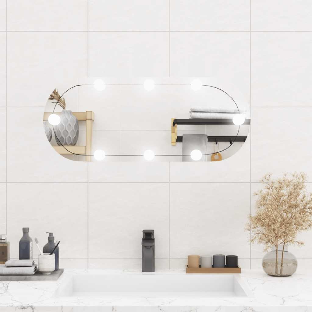 Specchio bagno a led 100x70 cm con cornice Nera + Antiappannamento