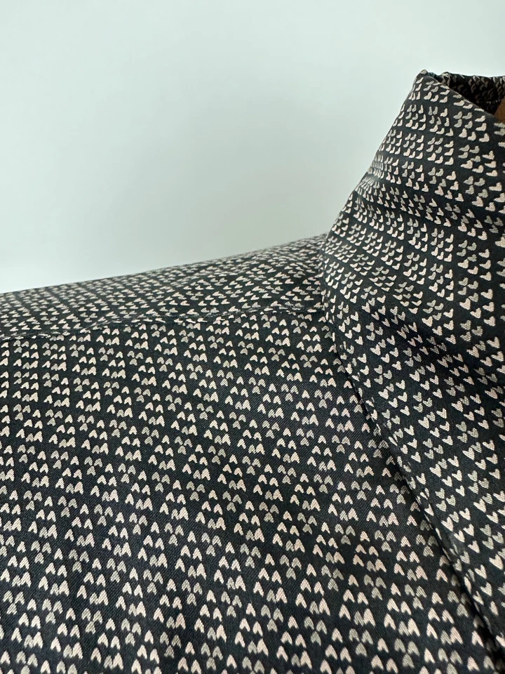 Vintage 90s Silk Shirt Men Large Button Up Geometric Triangles Black Chereskin - Image 4 of 4