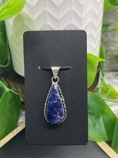 1.85  Sodalite Gemstone Pendant  Bail 925 Silver Plated New Free Ship B7201